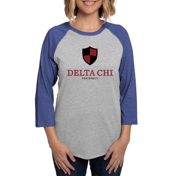CafePress - Delta Chi Vertical Black And Red Logo Long Sleeve T Shirt - Womens Baseball Tee