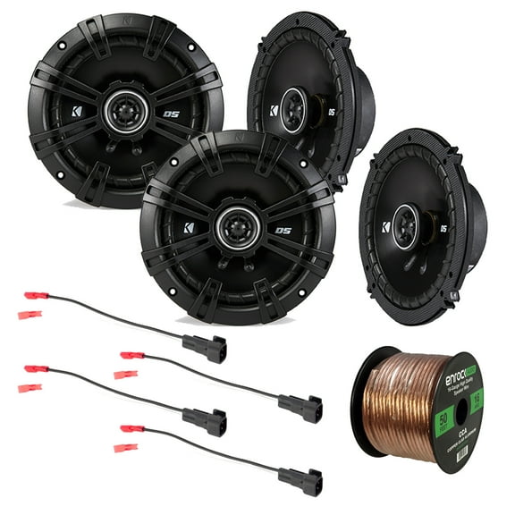 4x Kicker 6.5" 240 Watt 2-Way Coaxial Speakers, Enrock Speaker Harness, 16 Gauge 50 Foot Speaker Wire - Fits Select 1998-UP Ford Vehicles