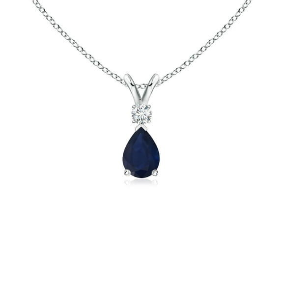 Angara Necklace - Natural Blue Sapphire Teardrop Necklace with Diamond in 925 Sterling Silver for Women (Size-6x4mm) | September Birthstone, Birthday, Anniversary, Christmas, Jewelry Gift for Women