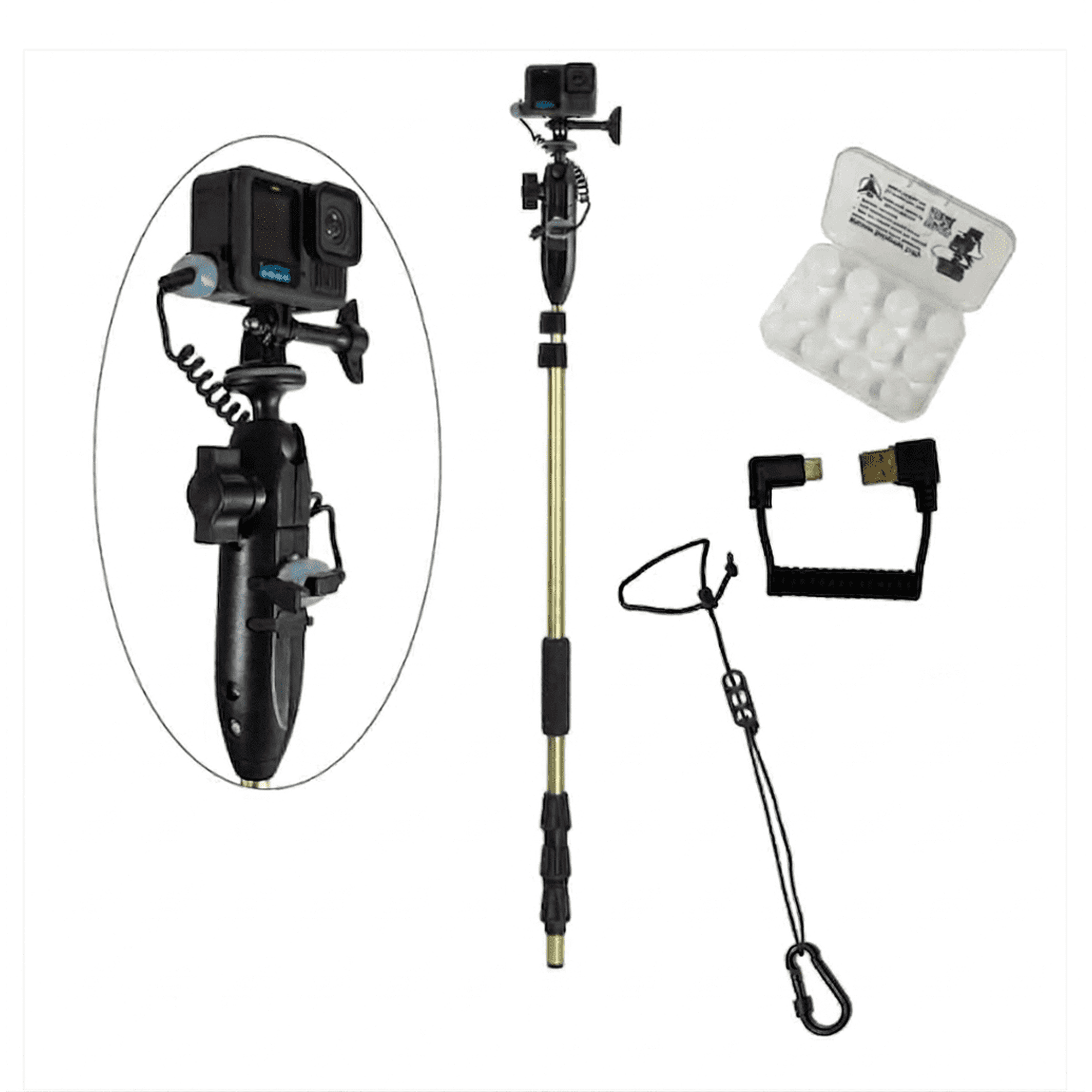 YOLOtek PowerStick 53" Super Bundle - Fishing Boat Mount With Constant Power. Works With All Model of GoPro & Other Action Camera - Veteran Owned