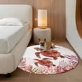 thumbnail image 2 of Ocean Red Turtles Round Area Rug 4Ft Washable Circle Rugs for Bedroom Dining Room, Coastal Coral Nautical Seagrass Flowers Non-Slip Carpet Floor Mats Indoor Outdoor Carpet Runner Aesthetic Home Decor, 2 of 8