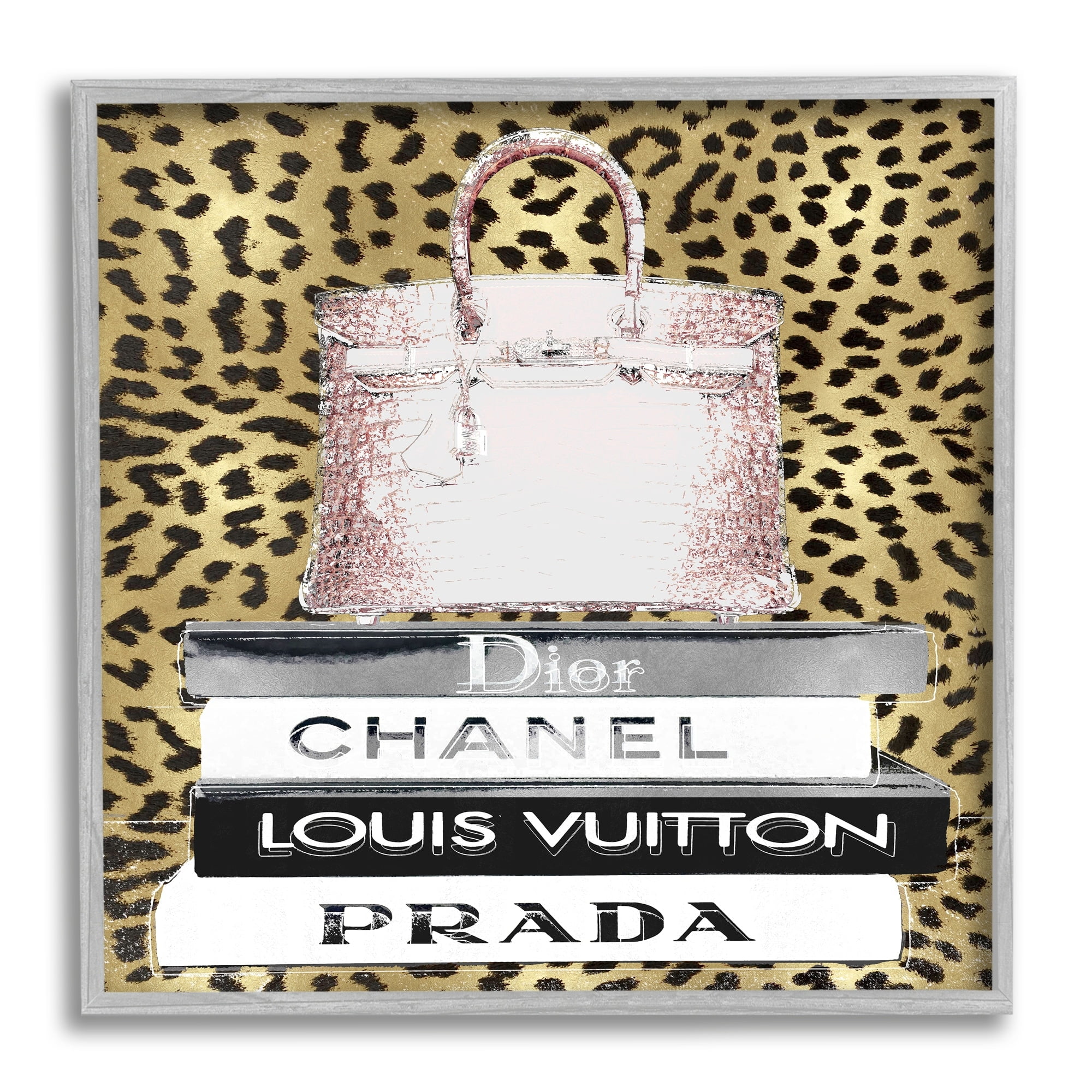 Stupell Industries Glam Handbag Fashion Book Stack Cheetah Pattern, 24 x 24, Design by Madeline Blake