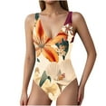 thumbnail image 6 of Yuanlook Women One Piece Swimsuit Tummy Control V Neck Bathing Suits Slimming Floral Bodysuit for Women - Multicolor - L, 6 of 6