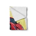 thumbnail image 2 of Cars Soft Flannel Fleece Throw Blanket, Powerful Cartoon Red Car Speeding Jumping with Smoke Coming out of Giant Tires, Cozy Plush for Indoor and Outdoor Use, 50" x 60", Red Yellow Grey, by Ambesonne, 2 of 6
