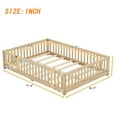 thumbnail image 4 of Montessori Floor Bed, Floor Bed Frame Full with 16" Fence Guardrails & Detachable Door, Full Size Floor Bed Frame for Girls, Boys & Teens, Natural, 4 of 9