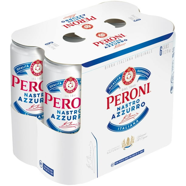 peroni nastro azzurro lager beer import lager beer 5 1 abv 6 pack 11 2 oz beer cans walmart com walmart com