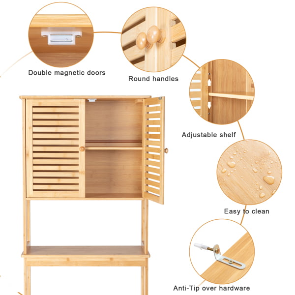 Bambüsi Plate Organizer for Cabinet - Bamboo Kitchen and Bathroom  Organization - Ideal for Cabinet Space Saving, Corner Cabinet Organizer,  Countertop