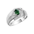 thumbnail image 3 of RYLOS Mens Rings 14K White Gold Ring 6X4MM Oval Shape Gemstone & Diamond Ring Green Sapphire September Birthstone Rings For Man Gold Rings Size 12, 3 of 7