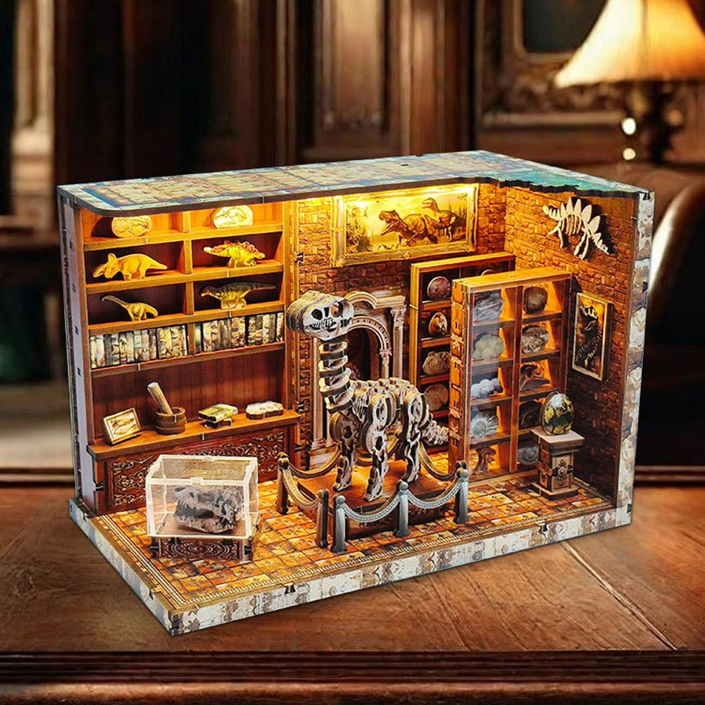 Book Nook Kit - DIY Miniature House Kit for Adults, Dollhouse Booknook Library Tiny House Bookshelf Decor 3D Wooden Puzzle