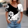 thumbnail image 2 of Dazajoo Boho Floral Short Sleeve Shirts for Women 2024 Summer Dressy Casual V Neck Slant Lapel Summer Tops Womens Trendy Loose Fit Button Tees Shirt,Black,M, 2 of 5