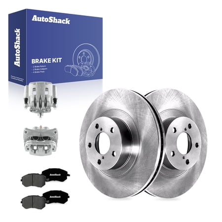 AutoShack Front Brake Rotors, Premium Pads & Calipers for Subaru, Forester 2011-2018 Impreza 2010-2014 Outback 2013-2014 XV Crosstrek 2013-2015, AWD H4 2.0L 2.5L - 11.55" (293.4 mm), 5-Lug