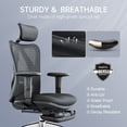thumbnail image 6 of Sihoo Office Chair with Footrest, Ergonomic, High Back, 2D Armrest & Headrest, Mesh Desk Chair with Lumbar Support for Home and Office, 300lbs, Light Black, 6 of 10