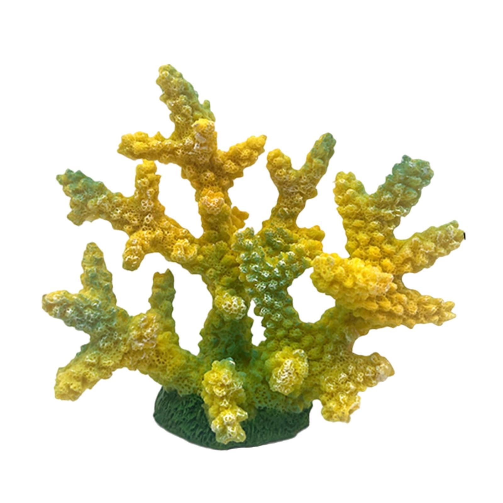 TOOYFUL Artificial Coral Figurine Sculpture Tank Landscape Resin Crafts Hideaway Versatile Aquarium Decoration for Desktop Table yellow