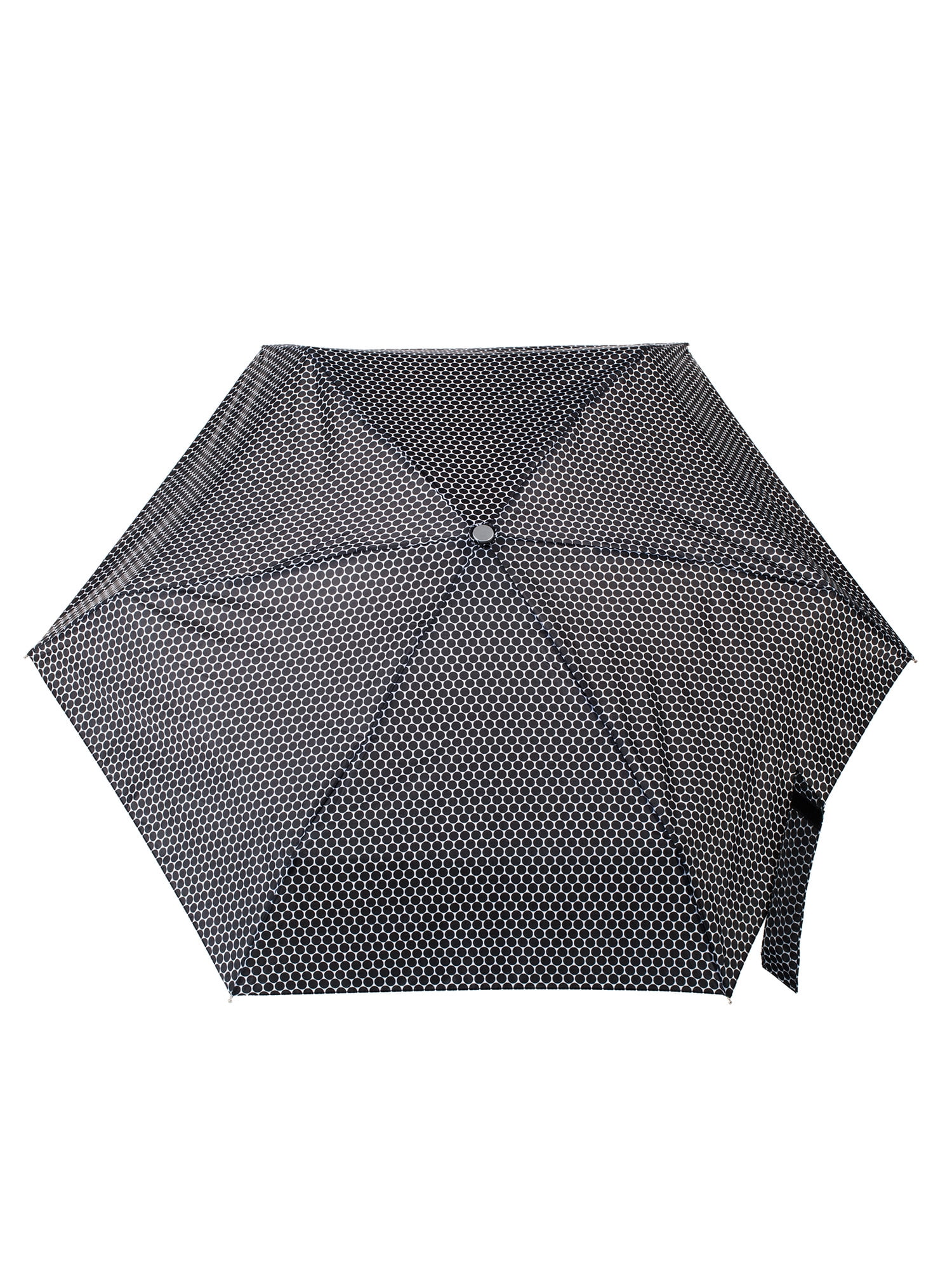 Totes Recycled Canopy One-Touch Auto Open Ultra Compact Mini Travel Rain Umbrella with Carrying Case Black White Dots
