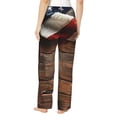 thumbnail image 3 of Balery Rustic American Flag Wood print Women's Pajama Pants,Ultra Lightweight Pjs,Lounge Pant-Large, 3 of 9