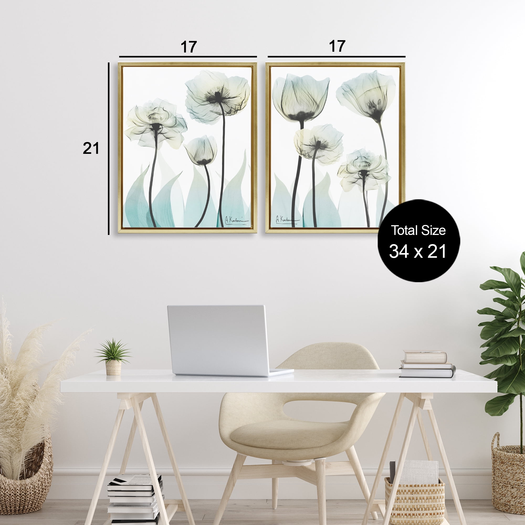 Stupell Industries Luxury Of Creation Flowers 2 Piece Gold Framed Floater Canvas Set, design by Albert Koetsier