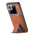 thumbnail image 3 of For Xiaomi 15 Case Card Holder Carbon Fiber Texture Leather Coated TPU Phone Cover - Green, 3 of 5