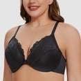 thumbnail image 6 of MELENECA Women's Racerback Front Closure Lace Unlined Plus Size Full Coverage Underwire Bra Black 44G, 6 of 6