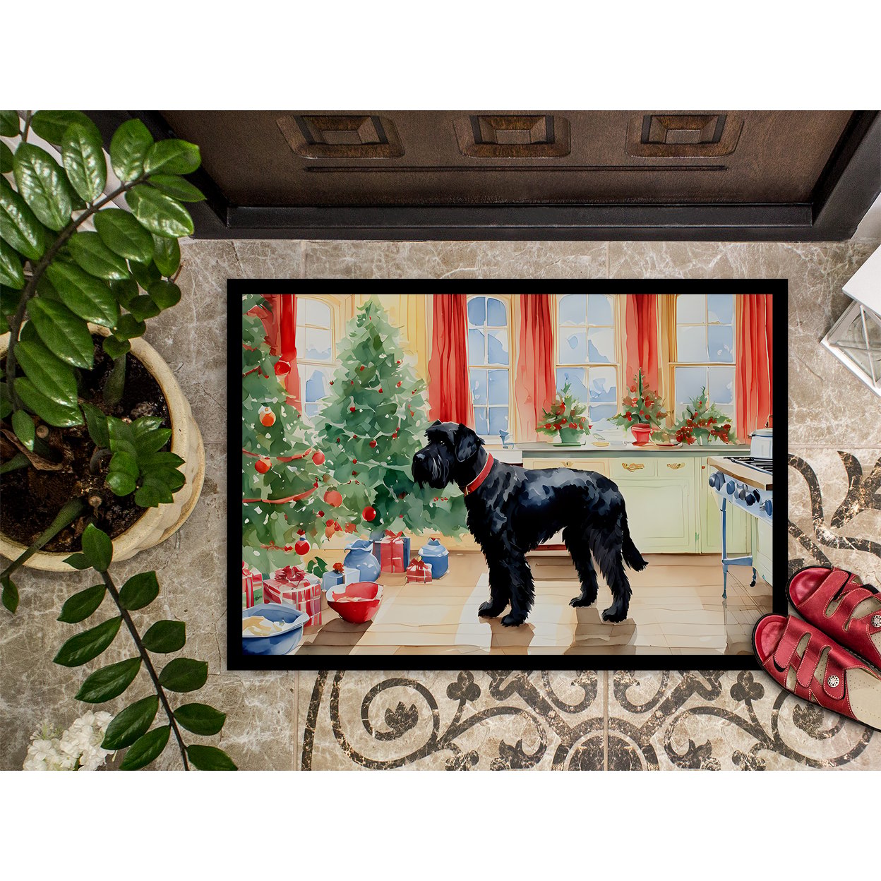 Carolines Treasures DAC3799MAT 18 x 27 in.  Giant Schnauzer Christmas Cookies Doormat