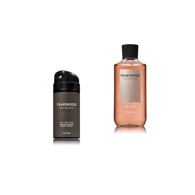 Set de Regalo Bath & Body Works Teakwood Spray Desodorante Corporal y Gel 2 en 1 para Cabello y Cuerpo