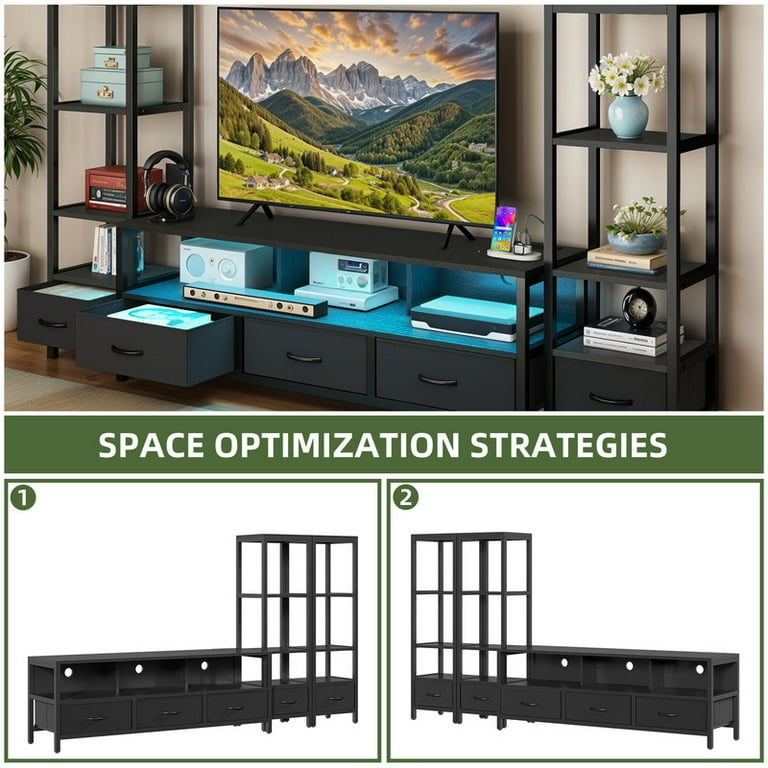 Uforic LED TV Stand with Outlets, 65-Inch Black photo 5