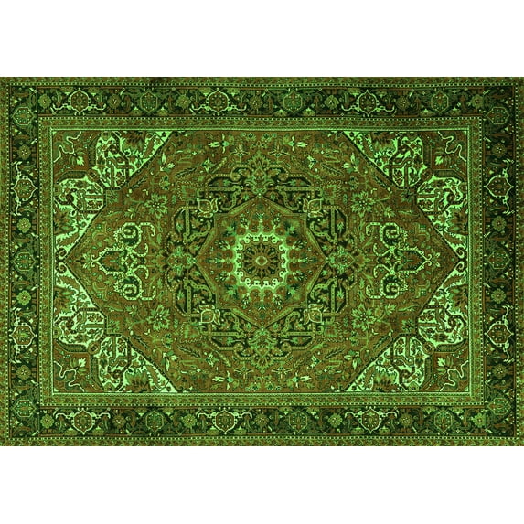 Ahgly Company Indoor Rectangle Persian Green Traditional Area Rugs, 7' x 10'