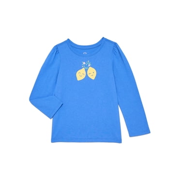 Wonder Nation Toddler Girls Crewneck Tee with Long Sleeves, Sizes 18M-5T