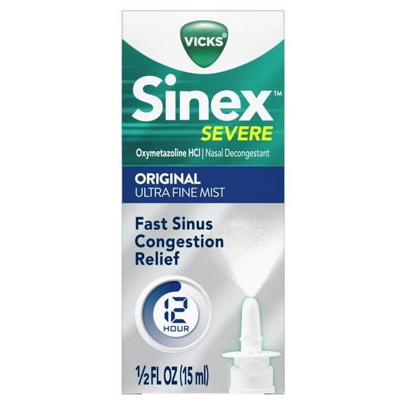 Vicks Sinex Severe Nasal Spray, Nasal Decongestant for Sinus Relief, 0.5 Fl oz