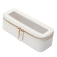 thumbnail image 1 of Bolsa para brochas de maquillaje Aveniee, transparente y delgada, con soporte para cosméticos, color blanco, 1 of 8