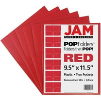 JAM Paper Plastic 2 Pocket School POP Folders, Red, 6 per Pack