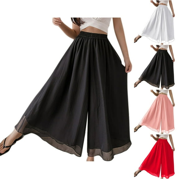 Ashirexll Casual Pants for Women, Wide Leg Pants Woman, Women's Loose and Casual Wide Leg Pants Summer Comfortable Plus Size Solid Color Long Pants