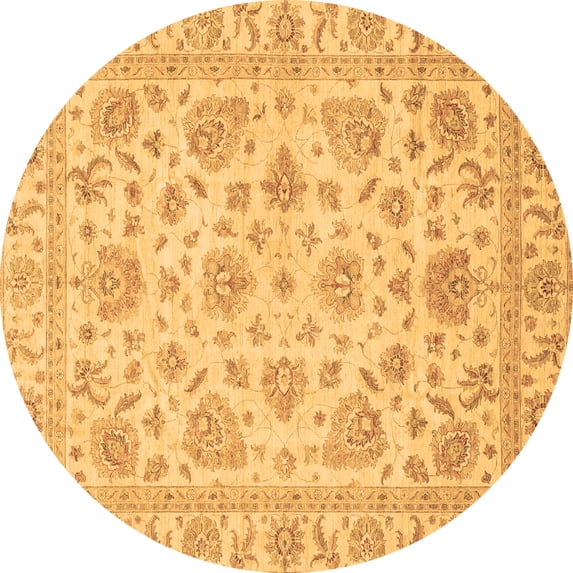 Ahgly Company Indoor Round Abstract Brown Modern Area Rugs, 8' Round