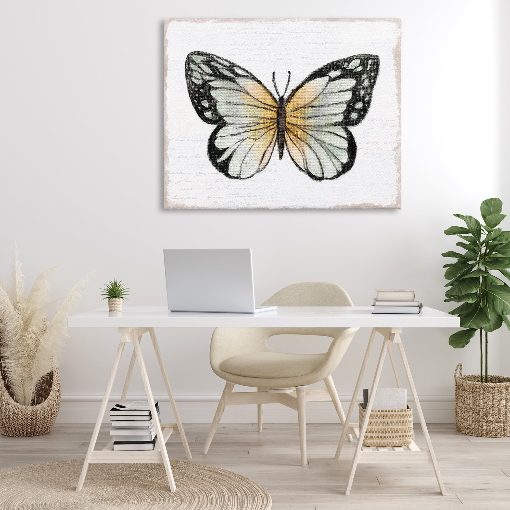 Stupell Industries Monarch Butterfly Visage Animals Painting Wrapped Canvas Art Print Wall Art, 48 x 36