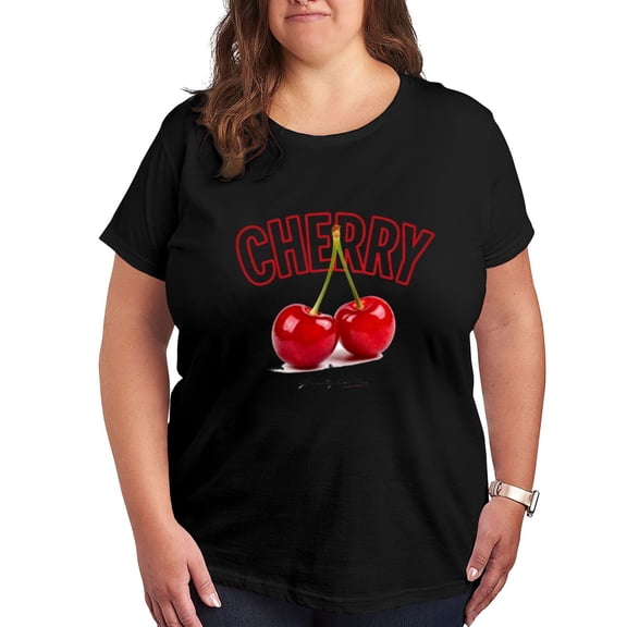 Tops For Women Cherry Graphic Tshirts For Women Trendy Black Blouses For Women Plus Size Sexy T-Shirts For Women Graphic Tees Trendy