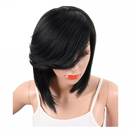 deyssne short black straight side parting bob synthetic wigs