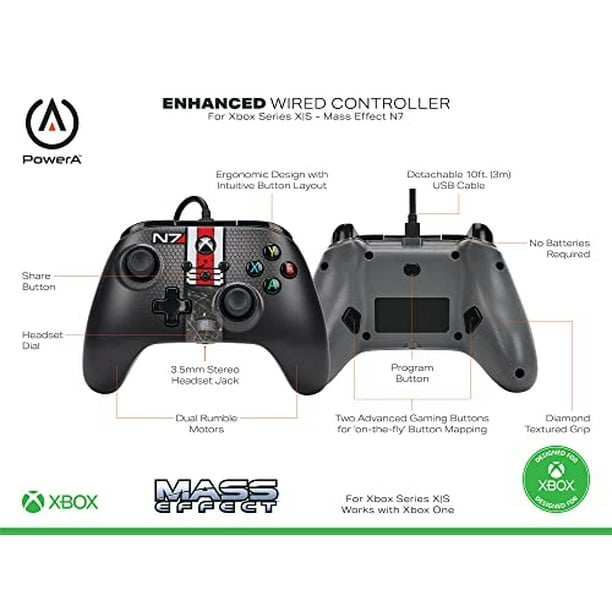 Controlador con cable Power A para Xbox Series X|S Mass Effect N7