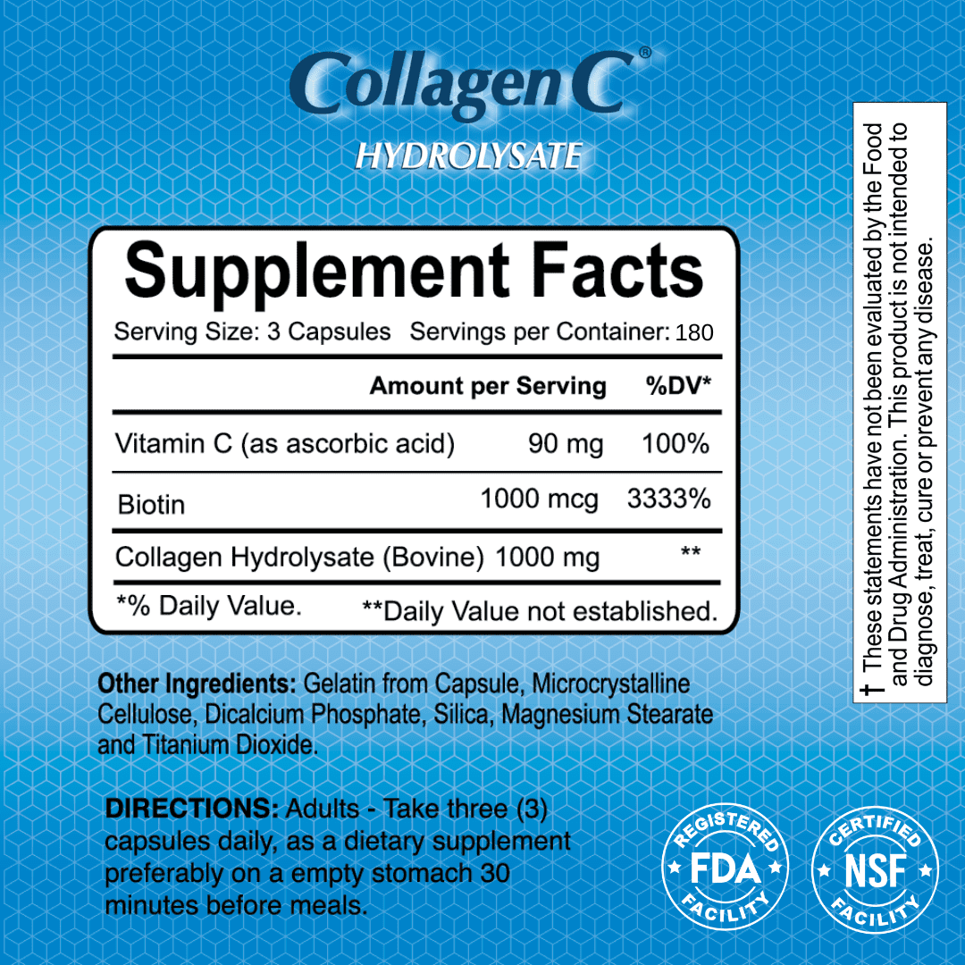 CollagenC by Alfa Vitamins - Anti-Aging Nutritional Supplement for - Skin, Nails & Hair Rejuvenation - Supports Bone & Muscle Health - 180 Capsules - 2 Pack