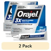 (2 pack) Orajel 3X Medicated for All Mouth Sores Gel with Benzocaine, Oral Pain Reliever, 0.42 oz