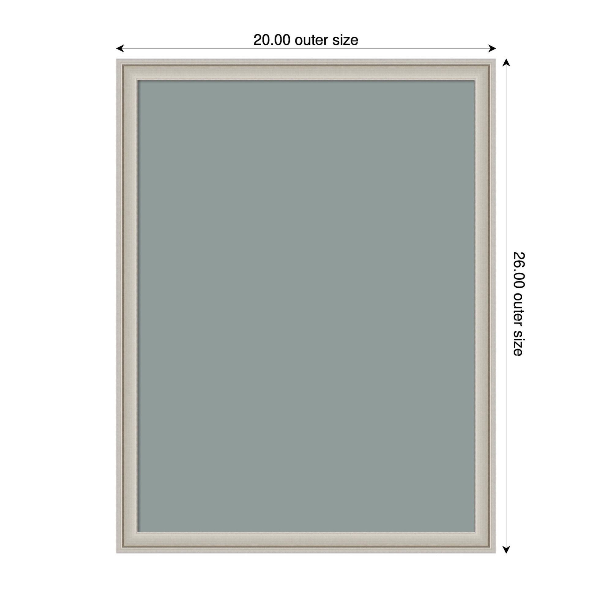 Kate and Laurel Framed Fabric Pinboard 20 x 26,  Printed Linen Classic Bulletin Board for Use as a Vision Board or Wall Organization, Florence Silver Frame