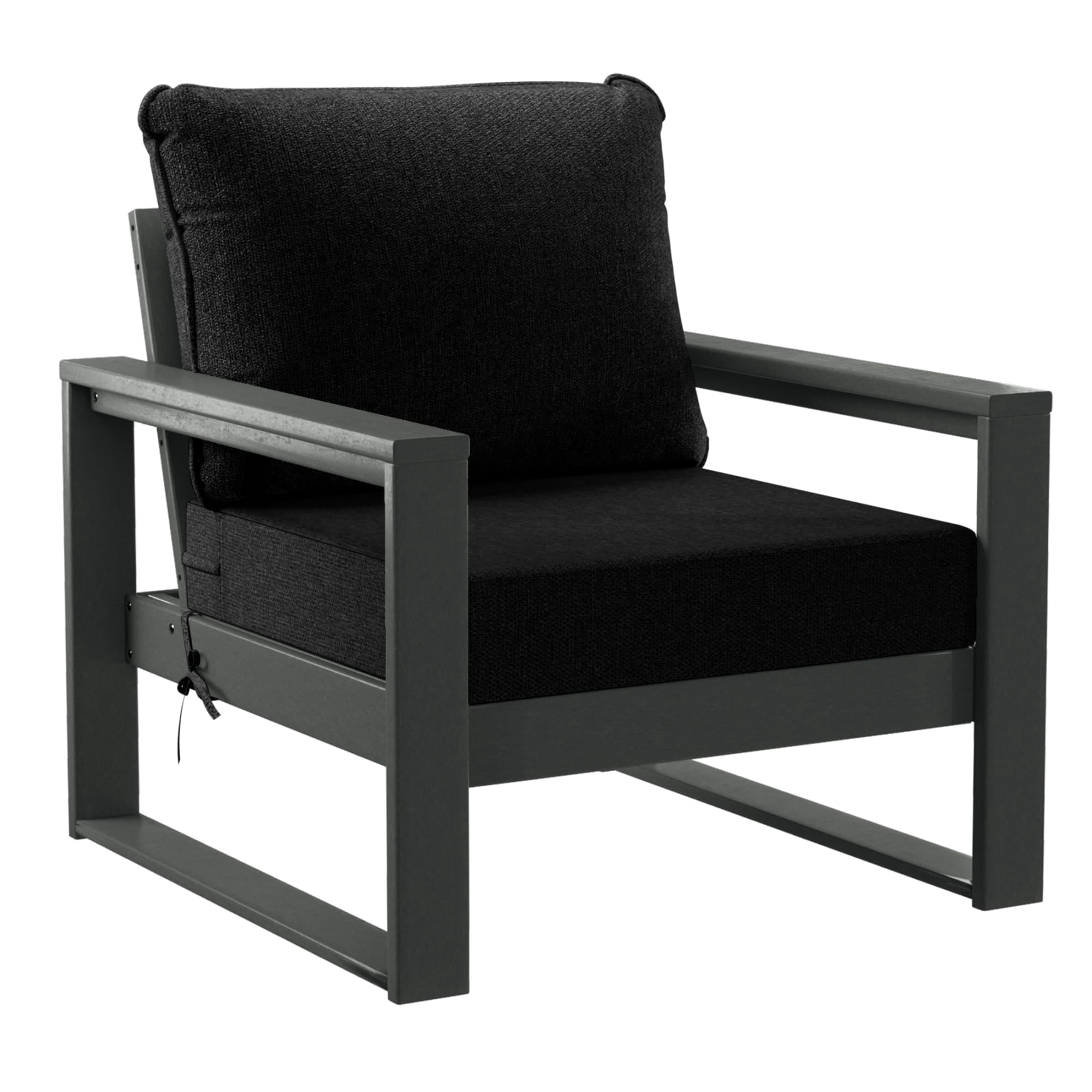 WestinTrends Montara 8-Piece Modern HDPE Outdoor Patio Furniture Conversation Set with Coffee Table and Ottomans, Black