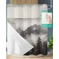 thumbnail image 2 of No Hook Shower Curtain with Snap-in Liner, Mountains Forest Waterproof Fabric Bathroom Curtains, Modern Nature Fog Landscape Bath Curtains & Mesh Top Window Standard 72''x72'', 2 of 6
