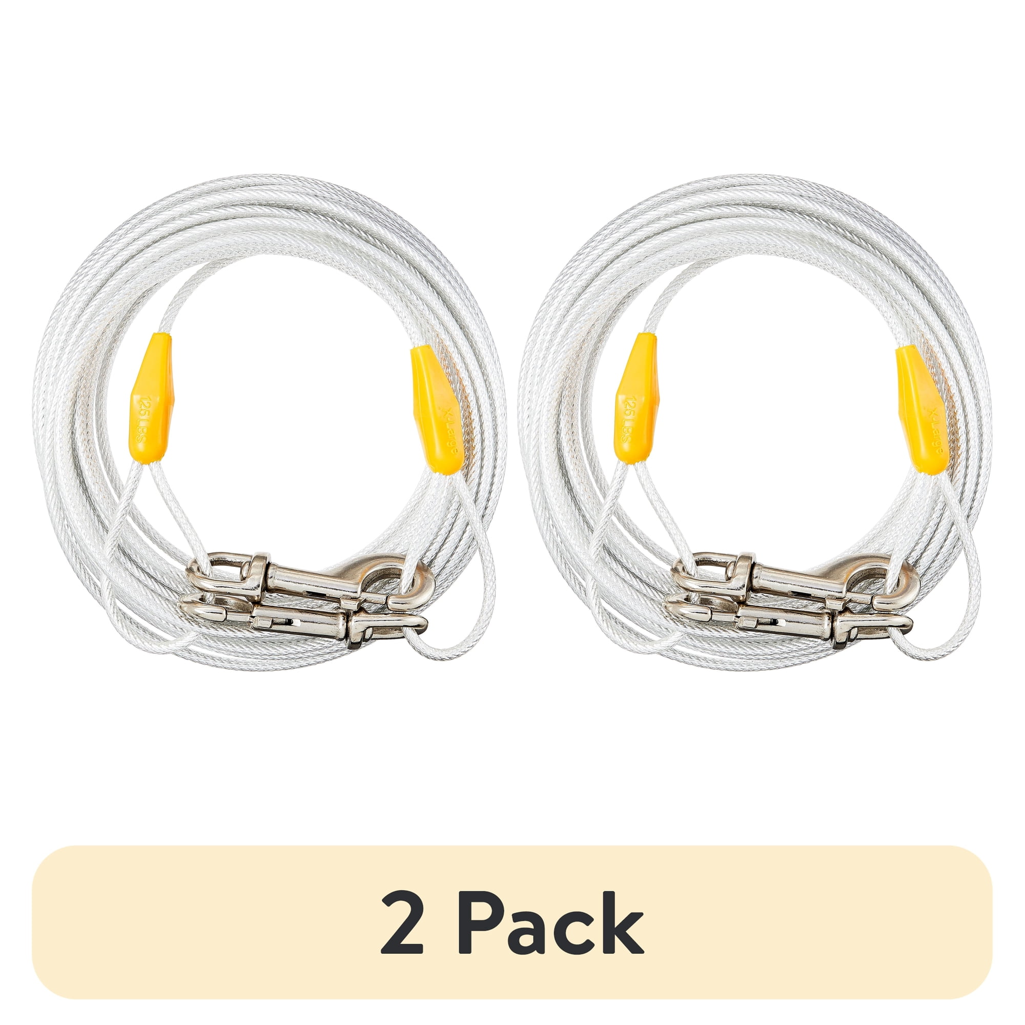 (2 pack) Vibrant Life Reflective Vinyl-Covered Tie-Out Cable for Dogs, XL, 40'