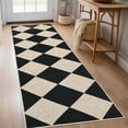 thumbnail image 2 of Garvee 2'x6' Modern Checkered Runner Rug Washable Geometric Carpet, Contemporary Accent Rug Non Slip Low Pile Indoor Outdoor Floor Mats for Bedroom Hallway Kitchen, Black and White, 2 of 7