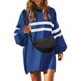 thumbnail image 4 of Yuhangmm Womens Hoodies Pullover Womens Oversized Striped Sweatshirt Long Sleeve Crew Neck Casual Pullover Tunic Tops with Cozy Warm Material Blue S, 4 of 9