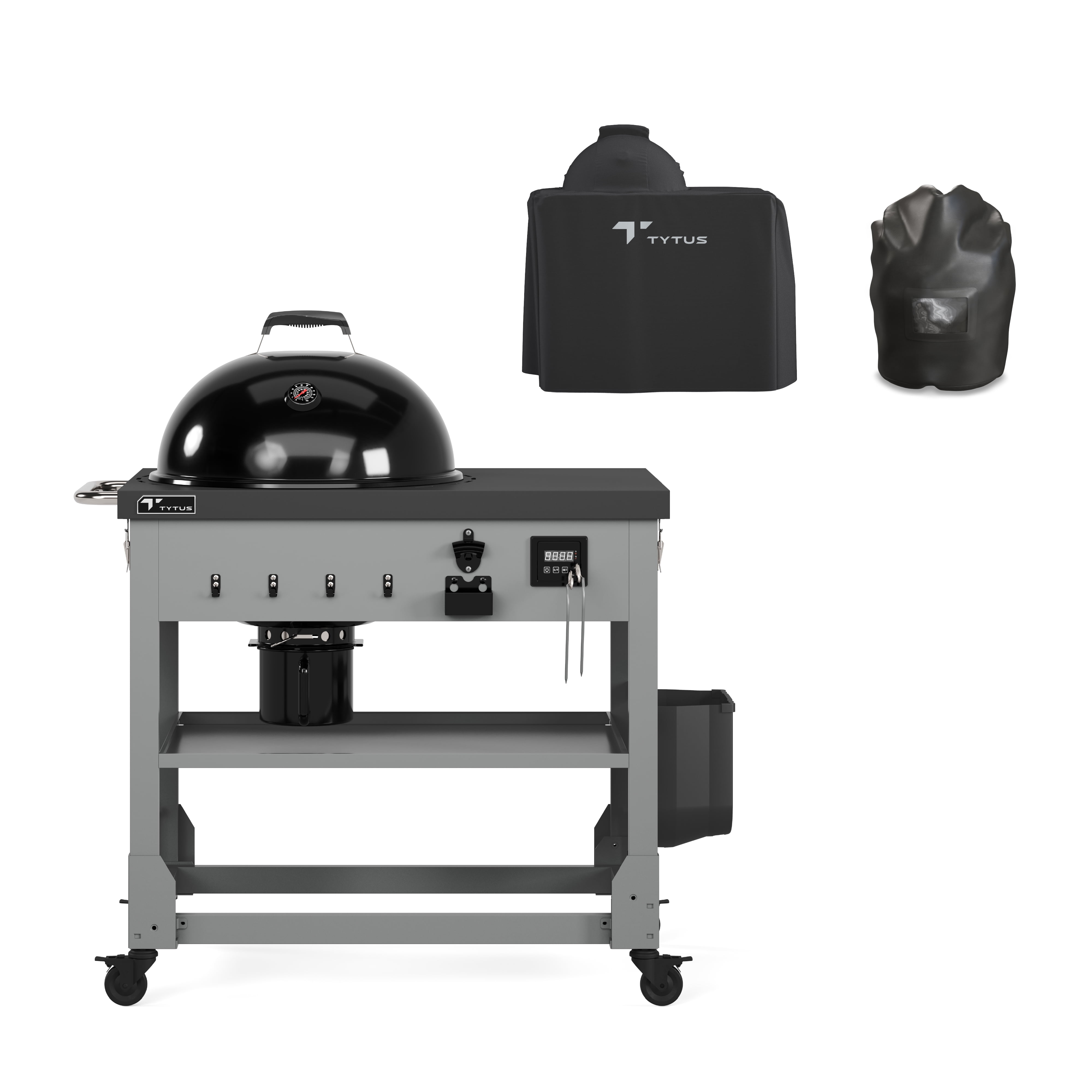 TYTUS Anaheim 22" Charcoal Kettle Grill with Cart, Storage Bag, Temperature Probes + Cover