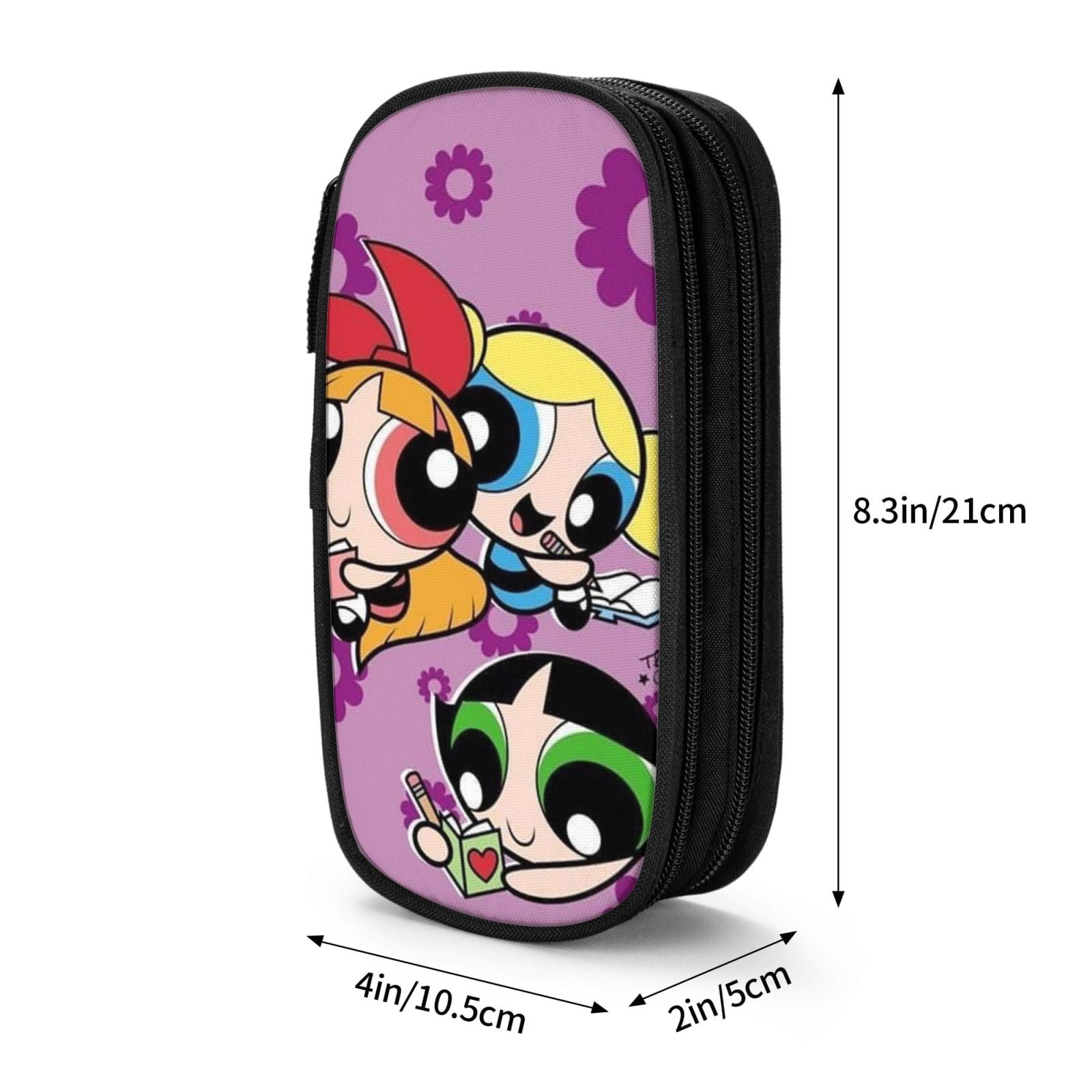 The Powerpuff Gi-rls Pencil Case Large Capacity Pencil Pouch Penbag Office Stationery Organizer Travel Makeup Bag Black