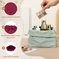 thumbnail image 3 of Uxcell 2 Pcs Bolsa de Maquillaje con Cordón, Bolsa Cosmética de Lona de 4.7" para Mujeres, Organizador de Artículos de Tocador para Viajes, Color Burdeos, 3 of 7