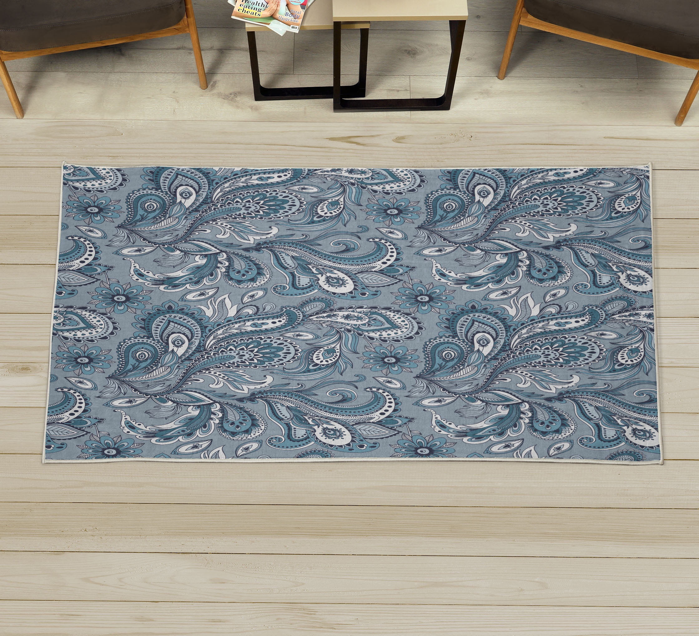 Paisley Decorative Rug, Ethnic Art Swirly Flowers Leaves Floral Pattern ...