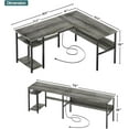 thumbnail image 2 of iSunirm Home Office L Shaped Desk with Magic Power Outlets and USB Charging Ports, 50.4"D x 42.5"W x 29"H, Storage Shelves, Reversible L Shaped Desk, Both Suitable for Students&Adults, Oak, 2 of 8