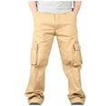 thumbnail image 1 of Pantalones largos para hombre, pantalones deportivos casuales con bolsillos cargo y cordones, pantalones largos tipo lápiz, pantalones de algodón y poliéster para hombre, 1 of 8